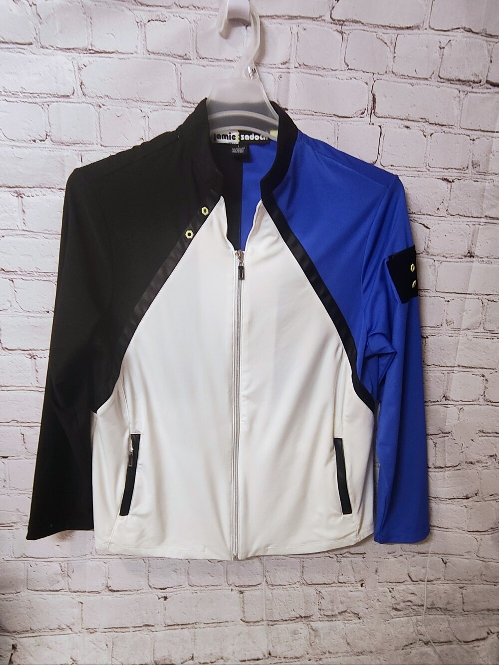 Jamie Sadock Colorblock Retro Full Zip Jacket Large Tennis Active Jogging Blue B